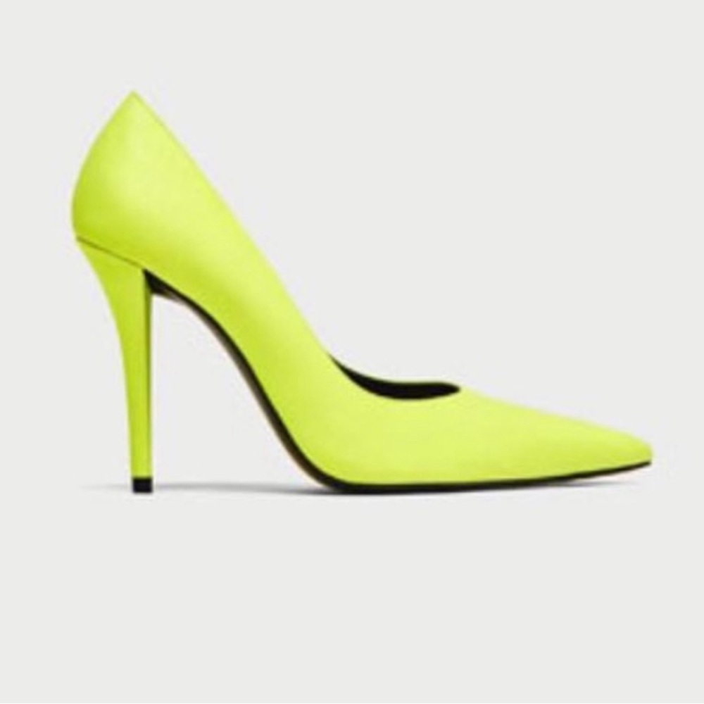 Neon Yellow Heels - Worn Once, Size 8